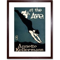 Artery8 Wall Art Print Vaudeville Annette Kellerman Swim Dive Artwork Framed 9X7 Inch in Brown | Size: W7" x H9"