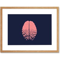 Artery8 Wall Art Print Fractured Brain Cracks Artwork Framed 9X7 Inch in Beige | Size: W7" x H9"