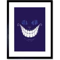 Artery8 Wall Art Print Cheshire Cat Alice Mad Artwork Framed 9X7 Inch in Black | Size: W7" x H9"