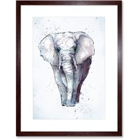 Artery8 Wall Art Print African Elephant Watercolour Artwork Framed 9X7 Inch in Brown | Size: W7" x H9"