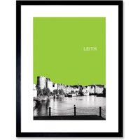 Artery8 Wall Art Print Leith Shore Edinburgh Scotland Scottish Landmark West View Green Artwork Framed 9X7 Inch in Black | Size: W7" x H9"