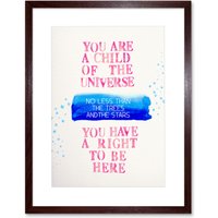 Artery8 Wall Art Print Desiderata Ehrmann Snippet Right To Be Here Artwork Framed 9X7 Inch in Brown | Size: W7" x H9"