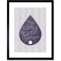 Artery8 Wall Art Print World Is Your Oyster Pattern Pearl Artwork Framed 9X7 Inch in Black | Size: W7" x H9"