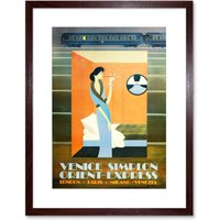 Artery8 Wall Art Print Orient Express Train London Paris Venice Artwork Framed 9X7 Inch in Brown | Size: W7" x H9"