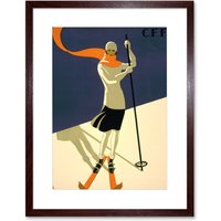 Artery8 Wall Art Print St Croix Switzerland Alpine Ski Artwork Framed 9X7 Inch in Brown | Size: W7" x H9"
