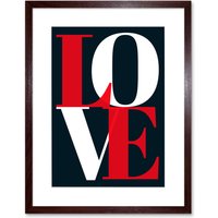 Artery8 Wall Art Print Love Letters Simple Red Artwork Framed 9X7 Inch in Brown | Size: W7" x H9"