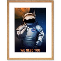 Artery8 Wall Art Print NASA Space Job Advert We Need You Artwork Framed 9X7 Inch in Beige | Size: W7" x H9"
