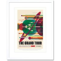 Artery8 Wall Art Print NASA Space Travel Advert Grand Tour Artwork Framed 9X7 Inch in White | Size: W7" x H9"