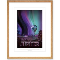 Artery8 Wall Art Print NASA Space Travel Advert Jupiter Artwork Framed 9X7 Inch in Beige | Size: W7" x H9"