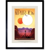 Artery8 Wall Art Print NASA Space Travel Advert KEPLER-16B Artwork Framed 9X7 Inch in Black | Size: W7" x H9"