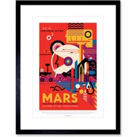 Artery8 Wall Art Print NASA Space Travel Advert Mars Artwork Framed 9X7 Inch in Black | Size: W7" x H9"