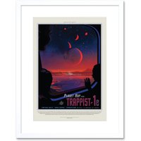 Artery8 Wall Art Print NASA Space Travel Advert Trappist 1E Artwork Framed 9X7 Inch in White | Size: W7" x H9"