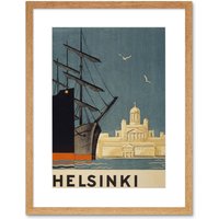 Artery8 Wall Art Print Finland Helsinki Cathedral Ships Artwork Framed 9X7 Inch in Beige | Size: W7" x H9"