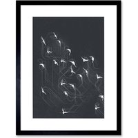 Artery8 Wall Art Print Flock of Birds Silhouette Lines Artwork Framed 9X7 Inch in Black | Size: W7" x H9"