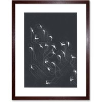 Artery8 Wall Art Print Flock of Birds Silhouette Lines Artwork Framed 9X7 Inch in Brown | Size: W7" x H9"