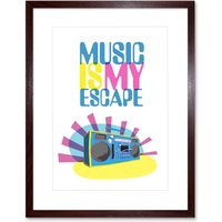 Artery8 Wall Art Print Music is My Escape Artwork Framed 9X7 Inch in Brown | Size: W7" x H9"
