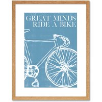 Artery8 Wall Art Print Great Minds Ride A Bike Artwork Framed 9X7 Inch in Beige | Size: W7" x H9"