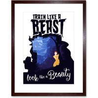 Artery8 Wall Art Print Train Like A Beast Look Like A Beauty Artwork Framed 9X7 Inch in Brown | Size: W7" x H9"