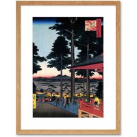 Artery8 Wall Art Print Utagawa Hiroshige Inari Shrine Oji Artwork Framed 9X7 Inch in Beige | Size: W7" x H9"