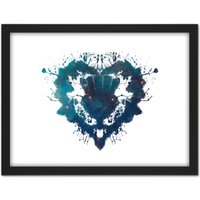 Artery8 Wall Art Print Ink Splat Thistle Heart Large Framed Wall Dรฉcor Art in Light Oak | Size: W18" x H24"