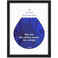 Artery8 Wall Art Print Rumi You Are Entire Ocean Drop Large Framed Wall Dรฉcor Art in Light Oak | Size: W18" x H24"
