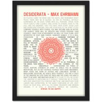 Artery8 Wall Art Print Desiderata Ehrman Mandala Large Framed Wall Décor Art in Black | Size: W18" x H24"
