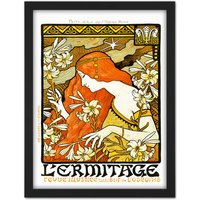 Artery8 Wall Art Print Berthon L'ermitage Paris Art Nouveau Large Framed Wall Dรฉcor Art in White | Size: W18" x H24"