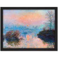 Artery8 Wall Art Print Monet Sunset Seine Lavacourt Winter Large Framed Wall Dรฉcor Art in Brown | Size: W18" x H24"