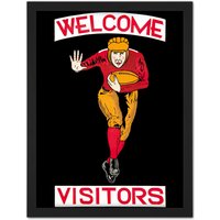 Artery8 Wall Art Print Rugby Welcome Visitors Vintage Large Framed Wall Dรฉcor Art in Black | Size: W18" x H24"