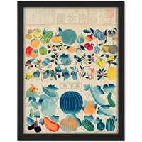 Artery8 Wall Art Print Kato Chikusai Species of Fruit Vegetables Japan Large Framed Wall Dรฉcor Art in Black | Size: W18" x H24"