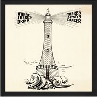 Artery8 Wall Art Print Temperance Movement Alcohol Warning Lighthouse Ad Square Framed Picture 16X16 Inch in Black | Size: W16" x H16"