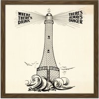 Artery8 Wall Art Print Temperance Movement Alcohol Warning Lighthouse Ad Square Framed Picture 16X16 Inch in Brown | Size: W16" x H16"