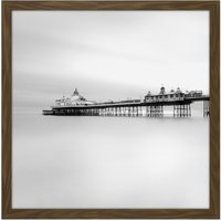 Artery8 Wall Art Print Warby Eastbourne Pier Sussex Sea Photo Square Framed Picture 16X16 Inch in Brown | Size: W16" x H16"