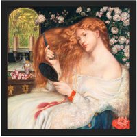 Artery8 Wall Art Print Rossetti Lady Lilith Painting Square Framed Picture 16X16 Inch in Black | Size: W16" x H16"