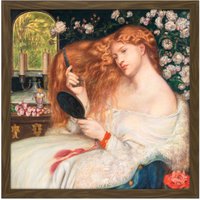 Artery8 Wall Art Print Rossetti Lady Lilith Painting Square Framed Picture 16X16 Inch in Brown | Size: W16" x H16"