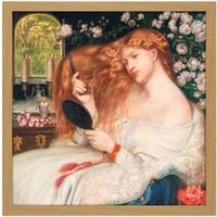 Artery8 Wall Art Print Rossetti Lady Lilith Painting Square Framed Picture 16X16 Inch in Light Oak | Size: W16" x H16"
