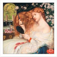 Artery8 Wall Art Print Rossetti Lady Lilith Painting Square Framed Picture 16X16 Inch in White | Size: W16" x H16"