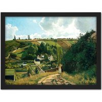 Artery8 Wall Art Print Pissarro Jalais Hill Pontoise Landscape Painting Large Framed Wall Décor Art in Black | Size: W18" x H24"