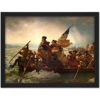 Artery8 Wall Art Print Leutze Washington Crossing The Delaware Painting Large Framed Wall Décor Art in Light Oak | Size: W18" x H24"