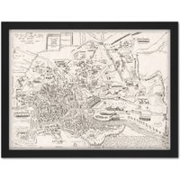 Artery8 Wall Art Print Map Ligorio 16th Century Ancient Rome City Plan Large Framed Wall Décor Art in Black | Size: W18" x H24"