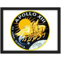 Artery8 Wall Art Print Space NASA Apollo 13 Mission Emblem Badge Patch Large Framed Wall Dรฉcor Art in Light Oak | Size: W18" x H24"