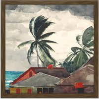 Artery8 Wall Art Print Homer Hurricane Bahamas Painting Square Framed Picture 16X16 Inch in Brown | Size: W16" x H16"