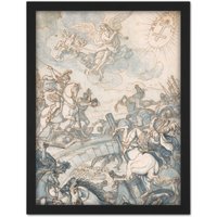 Artery8 Wall Art Print Rugendas Constantines Battle Milvian Bridge Drawing Large Framed Wall Dรฉcor Art in Brown | Size: W18" x H24"