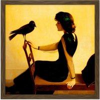 Artery8 Wall Art Print Harry Willson Watrous The Chatterers 1913 Painting Square Framed Picture 16X16 Inch in Brown | Size: W16" x H16"
