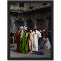 Artery8 Wall Art Print Jean Leon Gerome Slave Market Painting Large Framed Wall Dรฉcor Art in White | Size: W18" x H24"