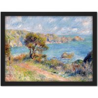 Artery8 Wall Art Print Pierre Auguste Renoir View At Guernsey 1883 Painting Large Framed Wall Décor Art in Light Oak | Size: W18" x H24"