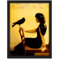 Artery8 Wall Art Print Harry Willson Watrous The Chatterers 1913 Painting Large Framed Wall Dรฉcor Art in White | Size: W18" x H24"