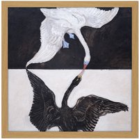 Artery8 Wall Art Print Hilma Af Klint Group IX Suw The Swan No 1 Abstract Square Framed Picture 16X16 Inch in Light Oak | Size: W16" x H16"