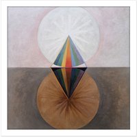 Artery8 Wall Art Print Hilma Af Klint Group IX Suw The Swan No 12 Abstract Square Framed Picture 16X16 Inch in White | Size: W16" x H16"
