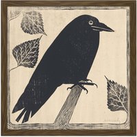 Artery8 Wall Art Print Samuel Jessurun De Mesquita Picture Of A Crow Square Framed Picture 16X16 Inch in Brown | Size: W16" x H16"